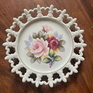 White hand painted plate